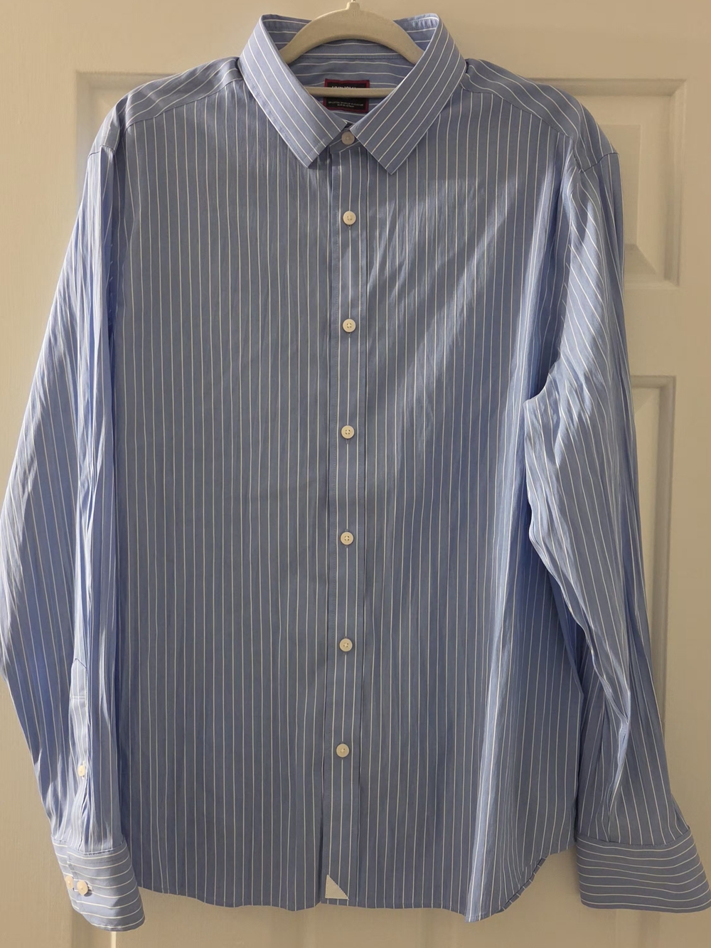 UNTUCKit Whitlock-WF Perf Performance Button Up Shirt Blue Stripe Men's XL Reg